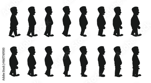 Silhouette Animation Frames of a Walking Person