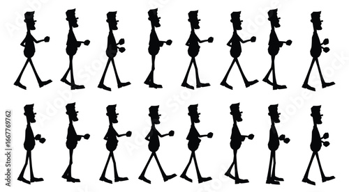 Silhouette Animation Frames of a Walking Person