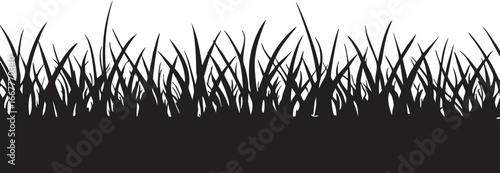 Black grass silhouette vector: lawn border illustration, grass clipart eps
