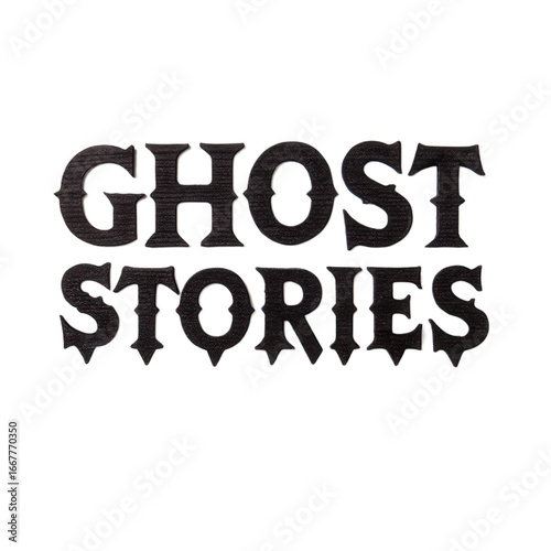 bold spooky ghost stories text evokes mysterious and eerie atmosphere. halloween concept. transparent background  
