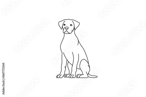 Sitting dog outline illustration isolated on white background