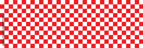 red and white chess board. Red and white checkerboard pattern background. Classic checkered race flag car finish line or start line. Flat vector illustration isolated on white background.