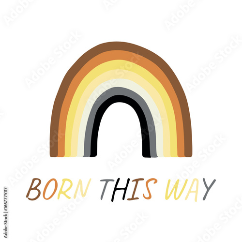 Colorful rainbow shape Bear brotherhood pride flag Happy pride day LGBTQIA community Pride Month Vector hand drawn doodle for posters, stickers, logo, cards