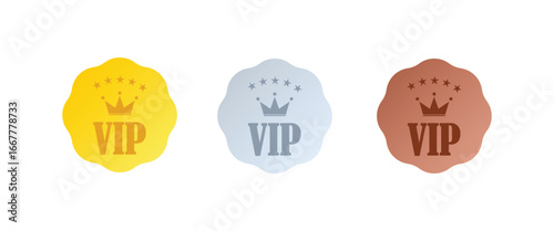 Vip icons with crown and stars.