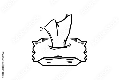 Hand drawn tissue box icon vector sketch illustration