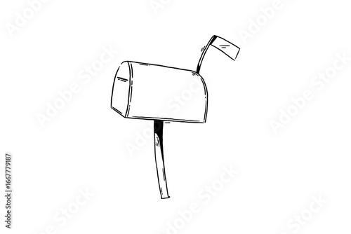 Hand drawn postbox mail icon vector sketch illustration