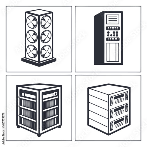 Server racks and cooling unit data center computer hardware