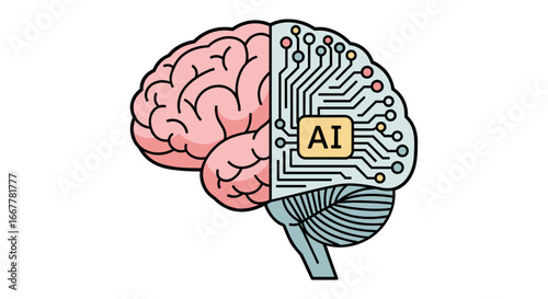A conceptual illustration merging the human brain's organic structure with an advanced artificial intelligence circuit, representing the future of cognitive technology.