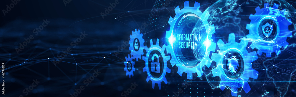 Fototapeta premium Concept of cyber security, information security and encryption, secure access to personal information, secure Internet access, cybersecurity. 3d illustration