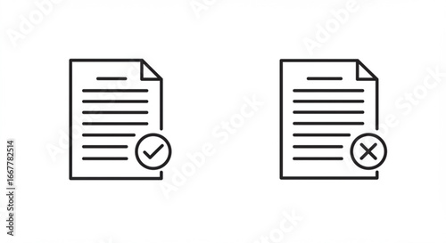 Approval and rejection document icons for business process and workflow management