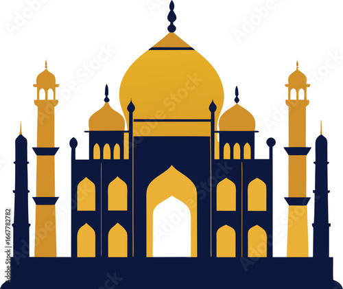 taj mahal bold thick lines silhouette