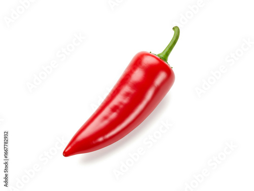 Top view red jalapeno pepper isolated on white background.