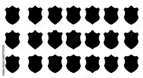 Collection of decorative shield symbols, perfect for security, protection, or gaming designs and scalable vector origin