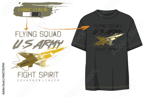 Army est. 1776 T-Shirt, Squad air force military typography,  USA Army print T shirt graphics, Retro urban style grunge  drawing, Military Green t shirt prints.eps