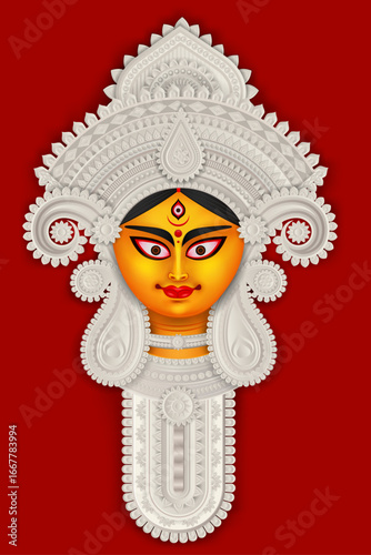 Durga Puja. Sale. Maa Durga Face Illustration