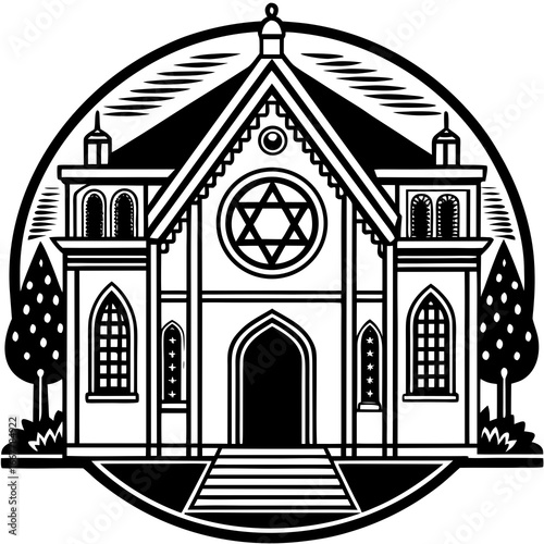 Traditional Jewish Synagogue Building Vector