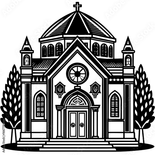 Traditional Jewish Synagogue Building Vector
