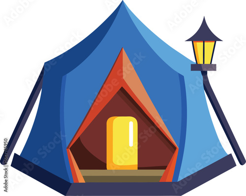 tent with lantern glowing inside