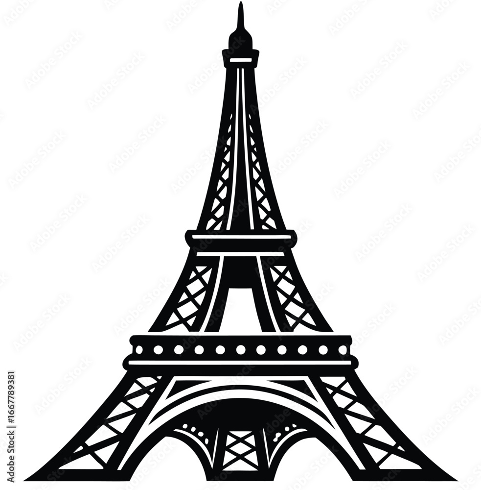 Obraz premium Famous silhouette of the Eiffel Tower, a recognizable French landmark in Paris, France