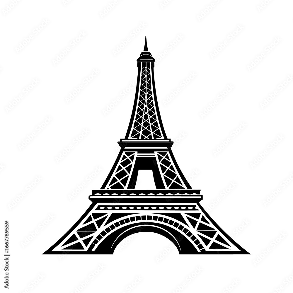 Obraz premium A simple vector illustration of the famous Eiffel Tower, a landmark of French architecture in Paris
