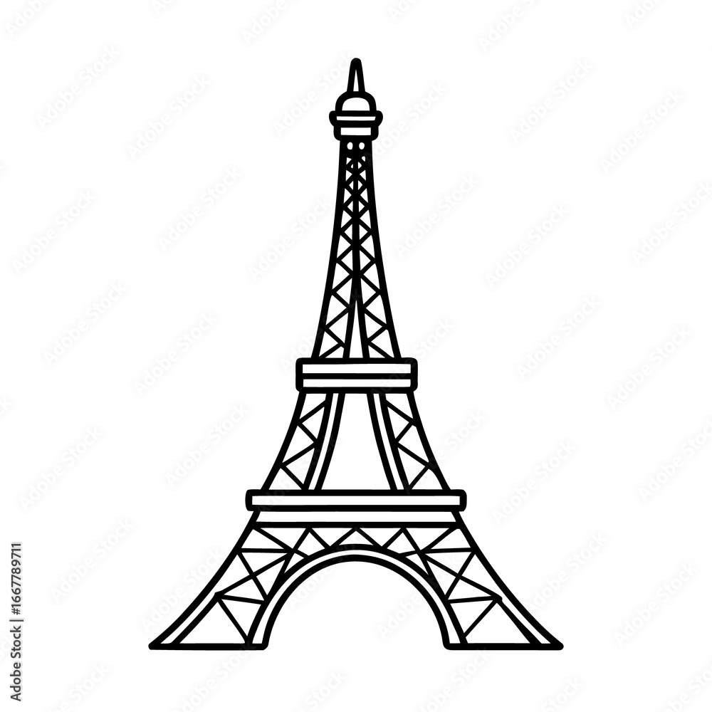 Fototapeta premium A striking vector illustration of the Eiffel Tower, a famous landmark of French architecture and tourism in Paris, France