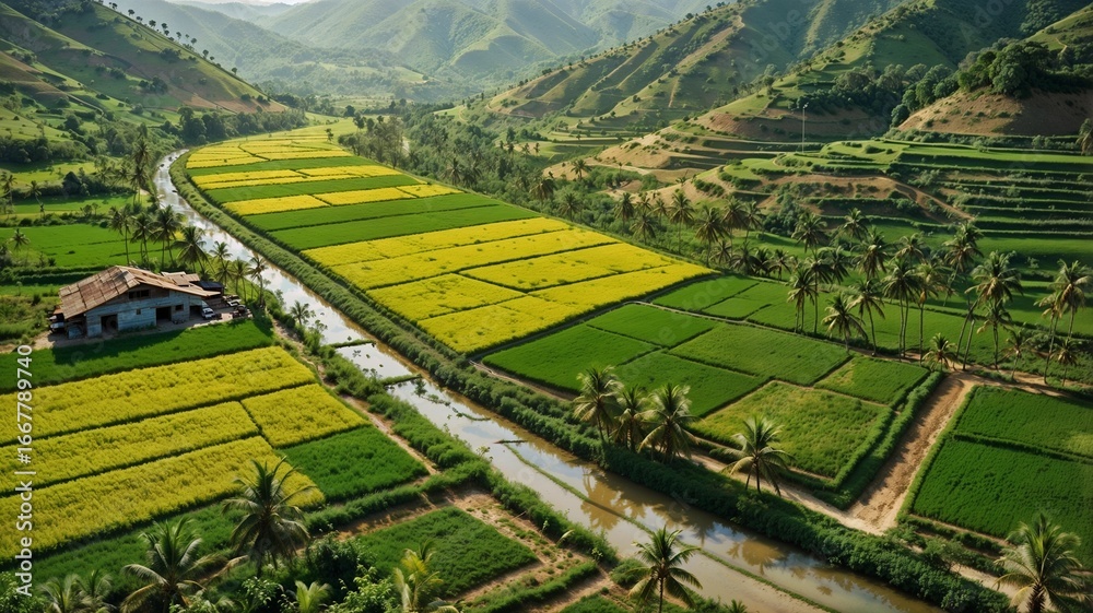 Fototapeta premium rice field in the village