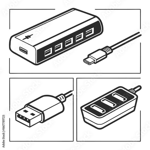 U S B hubs and connectors usb hub usb c