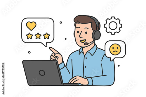 Effective Communication Strategies for Understanding Customer Feedback in Digital Environments, Customer Service Support Concept, Vector Cartoon Illustration