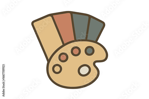 Vintage color palette icons set, solid filled design with beige swatch, dusty rose, muted blue, antique style vector illustration on transparent background for design projects