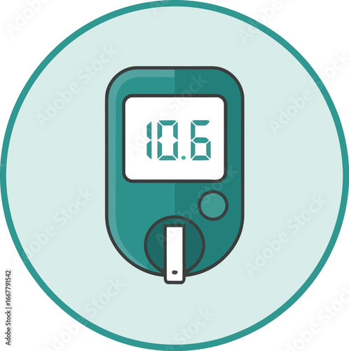 Blood Glucose Meter Icon A Minimalist Teal Illustration for Health Monitoring