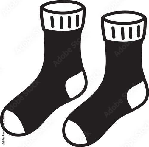 Black and white socks vector illustration - pair of socks graphic eps silhouette