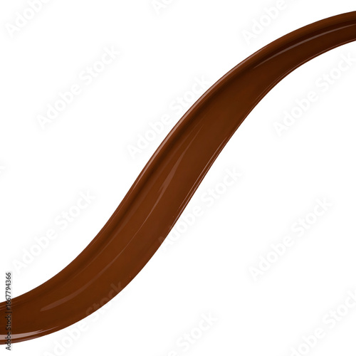 A stream of melted chocolate isolated on transparent background.