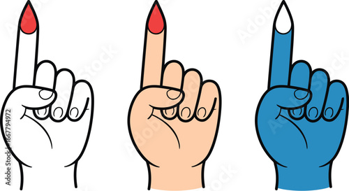 A simple cartoon illustration set showing a finger prick with a drop of blood, for medical testing concepts on a white background