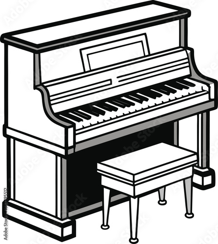 upright piano with bench