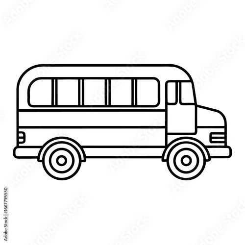 Red school bus vector illustration on white background