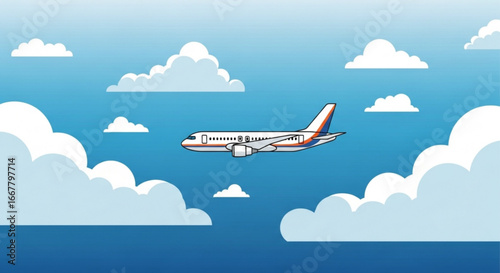 Airplane flying in the sky with clouds travel aviation transportation flight journey airline trip vacation 100