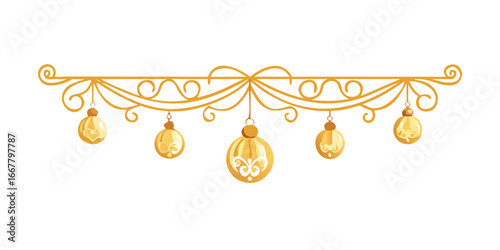Golden ornament garland with baubles divider
