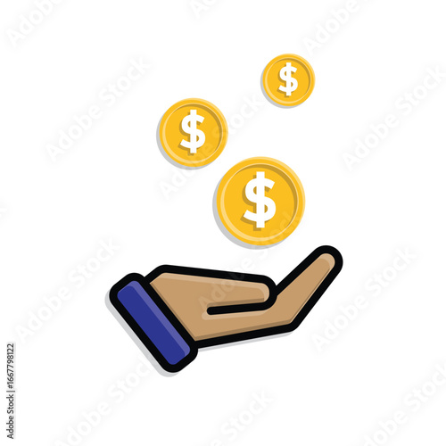 money icon. economy. money in hand. paying, economy, money. isometric design style