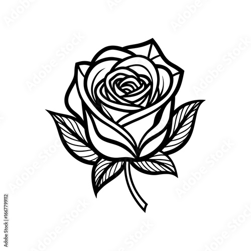 A beautiful vintage floral pattern with a black rose vector illustration on a white background