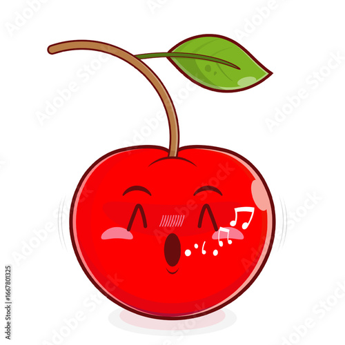 cherry whistling face cartoon cute