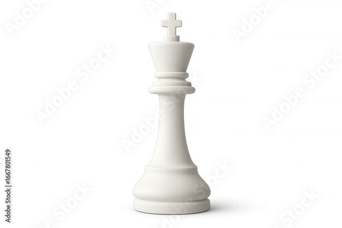 White king chess piece standing alone, symbolic of strategic gameplay against clean transparent backdrop