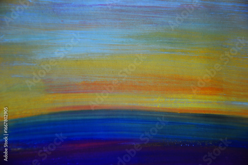 Bright multicolored hand drawn horizontal lines, gradient. Abstract striped watercolor background.