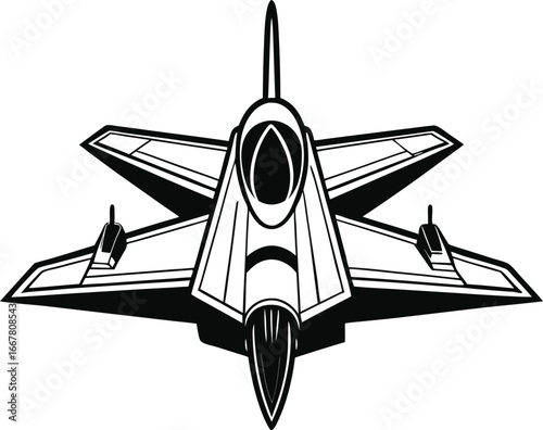 jet airplane with wings folded slightly back