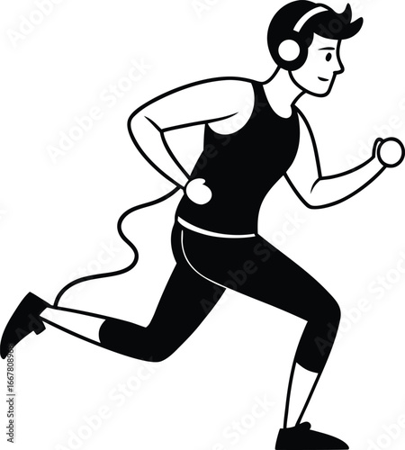 jogger listening to headphones while running