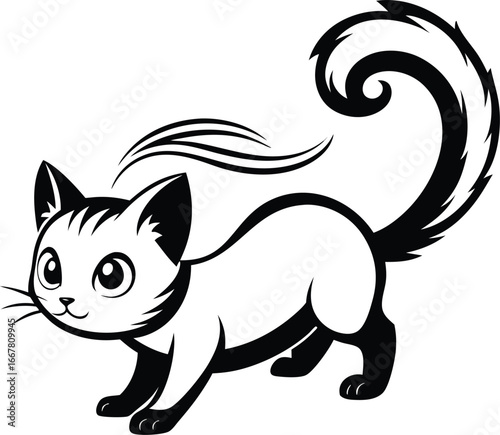 kitten chasing tail in spinning motion