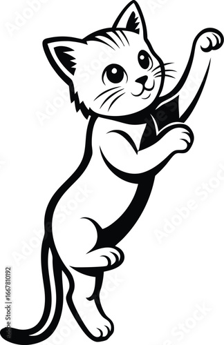 kitten climbing up imaginary wall