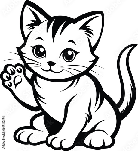 kitten crouched with one paw lifted playfully