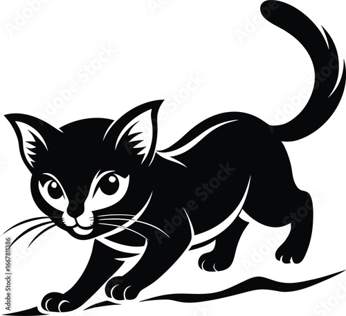 kitten pouncing on invisible prey