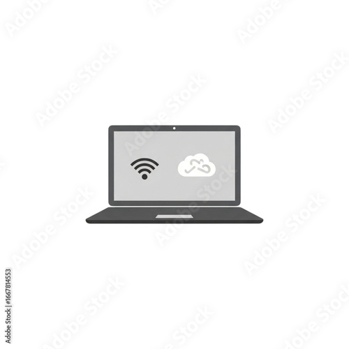 Wallpaper Mural Laptop displaying wifi signal and cloud icon representing network connectivity and cloud computing transparent background Torontodigital.ca