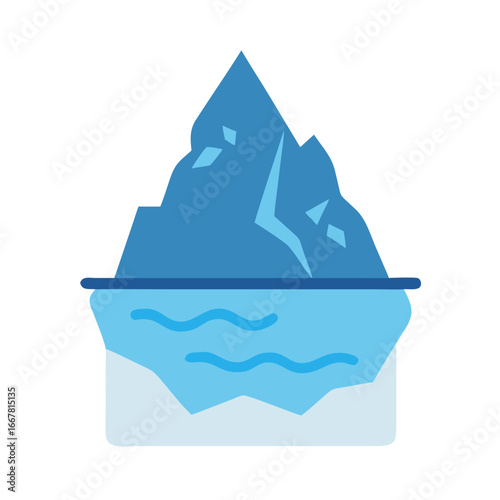 Simplified iceberg with ocean water flat vector design on a black background